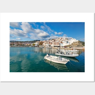 The port in the Chora of Skopelos island, Greece Posters and Art